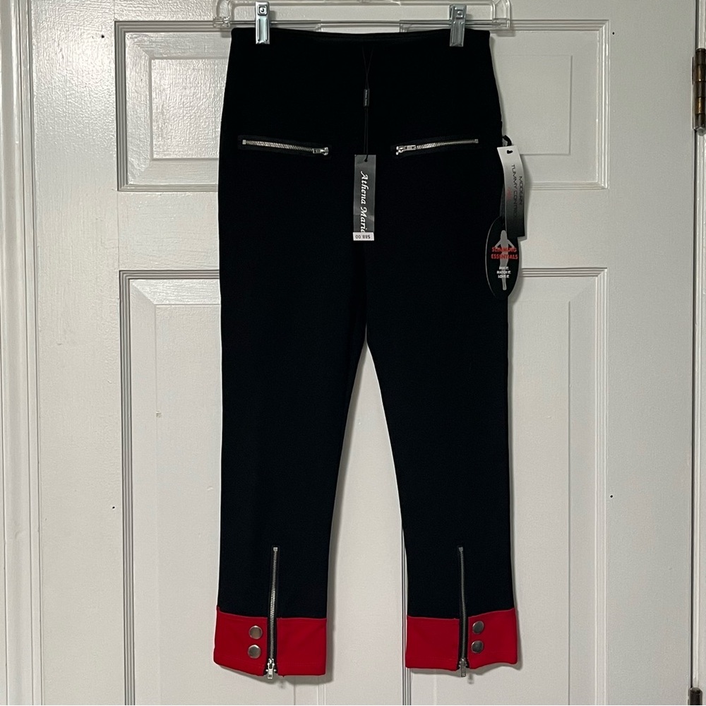 Athena Marie Essentials red cuffs silver-tone hardware. 
tummy control pants